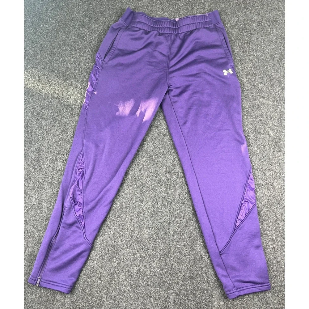 Under Armour Purple Tapered Joggers Ankle Zip Athletic Pants Mens Medium Loose